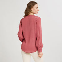 Blusa Escote Mao un Botón Rosado