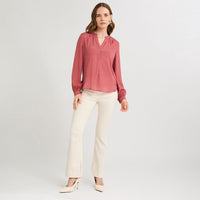 Blusa Escote Mao un Botón Rosado