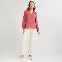Blusa Escote Mao un Botón Rosado