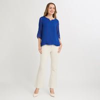 Blusa Manga 3/4 con Líneas de Lurex Azul
