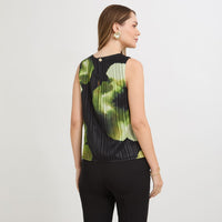 Blusa sin Mangas con Botón Estampada Verde