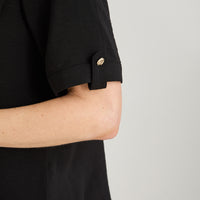 Blusa Manga Corta con Botones Negro