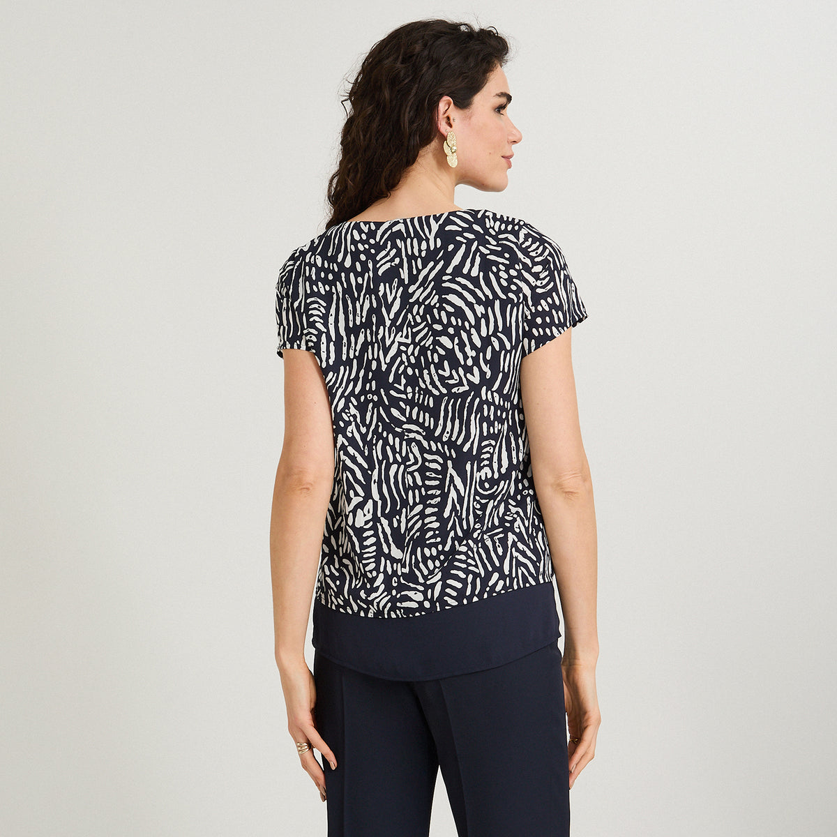 Blusa con Faldón Manga Corta Azul