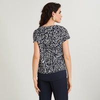 Blusa con Faldón Manga Corta Azul