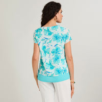 Blusa con Faldón Manga Corta Celeste