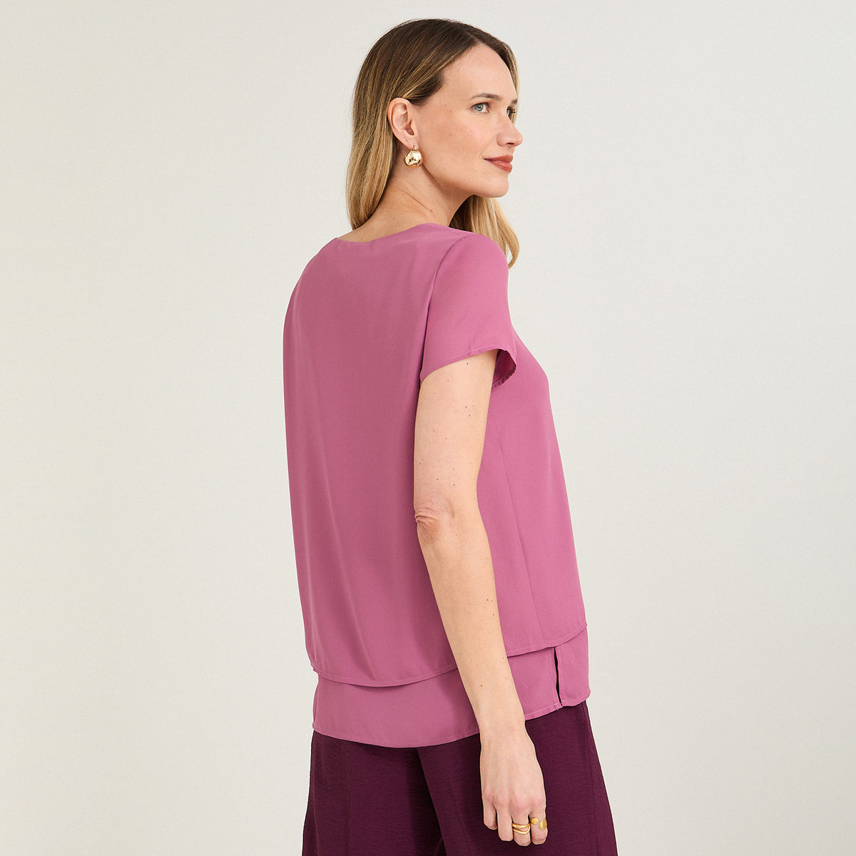 Blusa con Faldón Manga Corta Morado