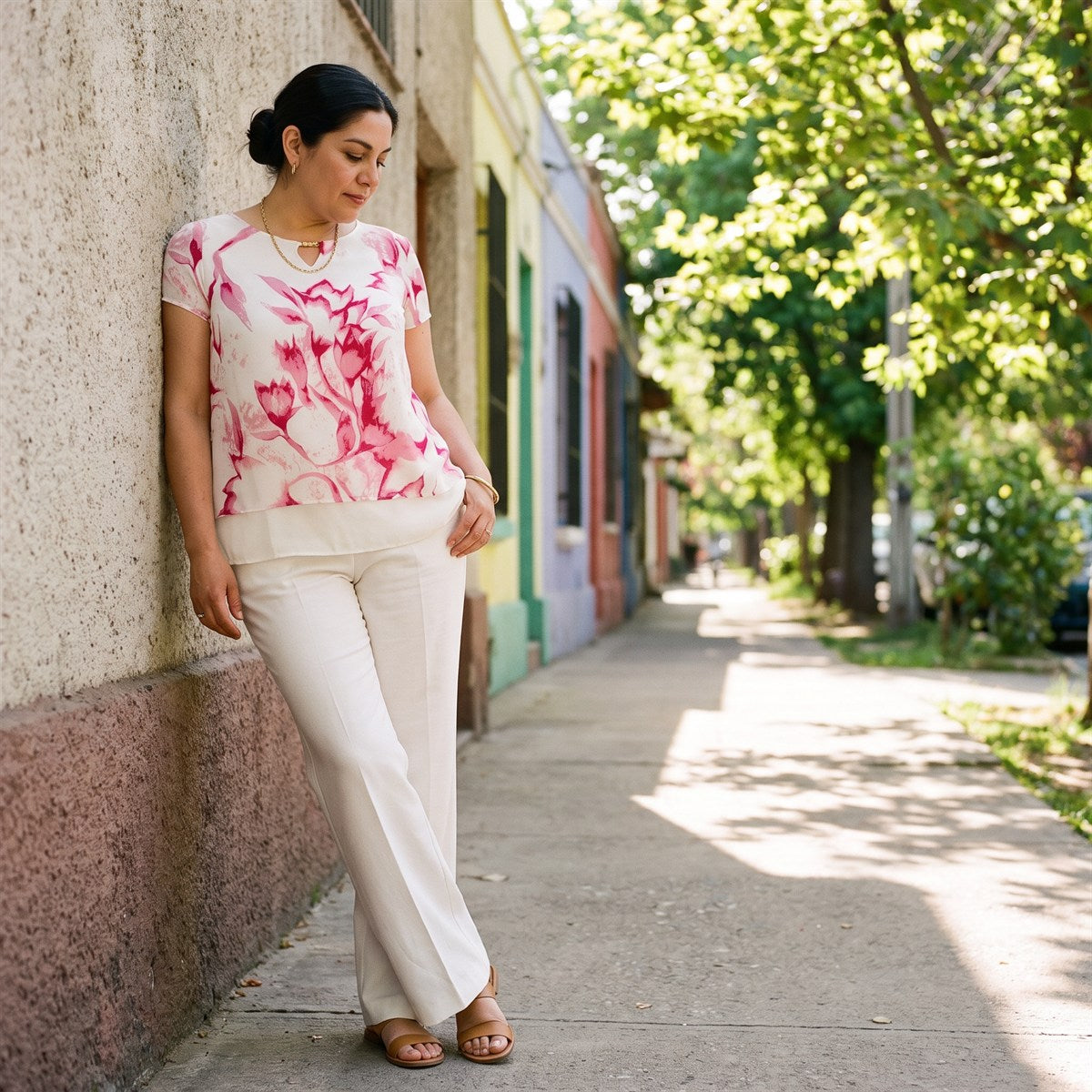 Blusa con Faldón Manga Corta Rojo lifestyle