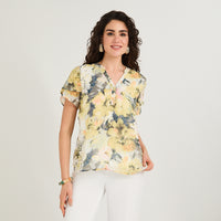 Blusa Manga Corta Aplicación en Escote Verde