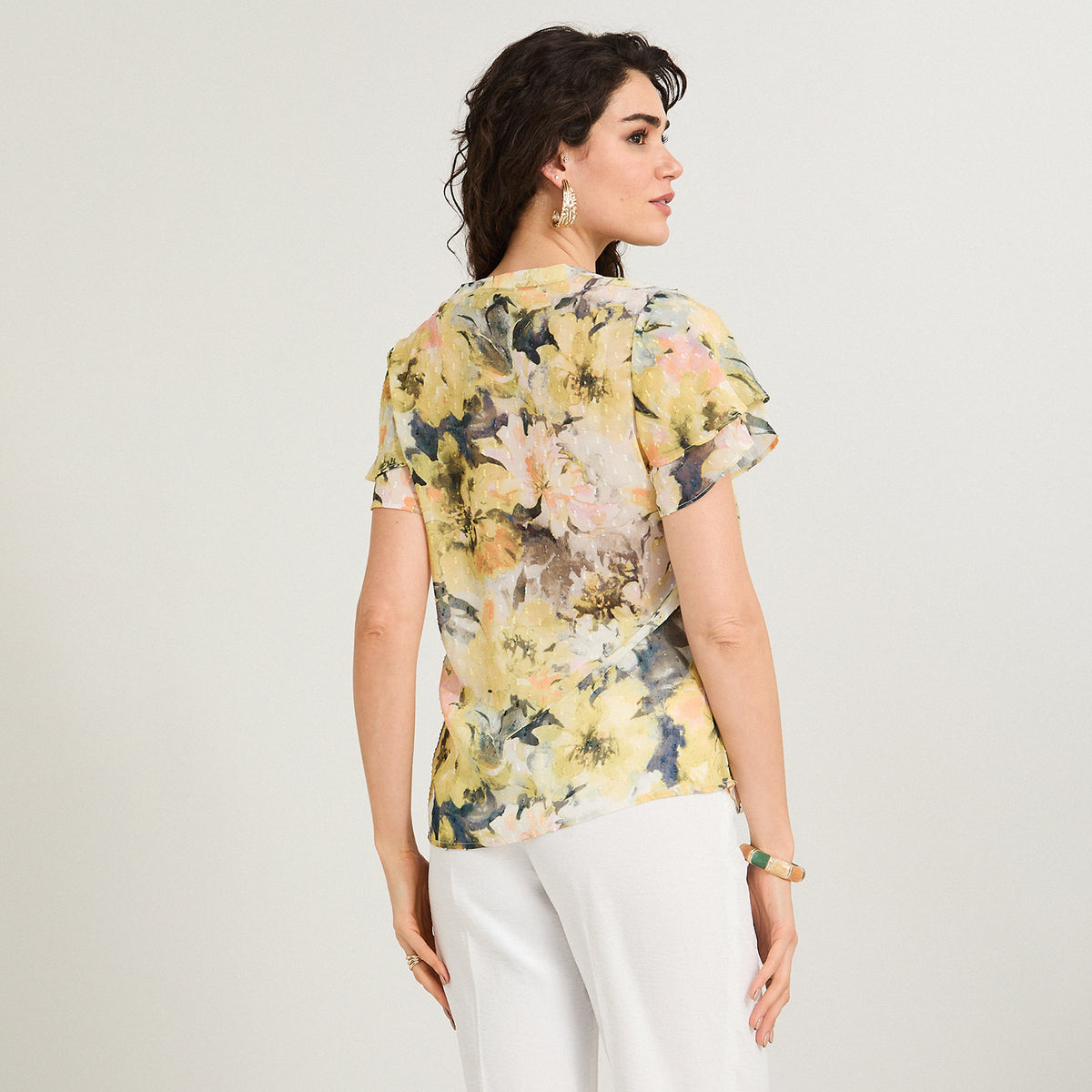 Blusa Manga Corta Aplicación en Escote Verde