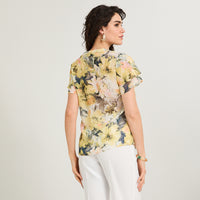 Blusa Manga Corta Aplicación en Escote Verde