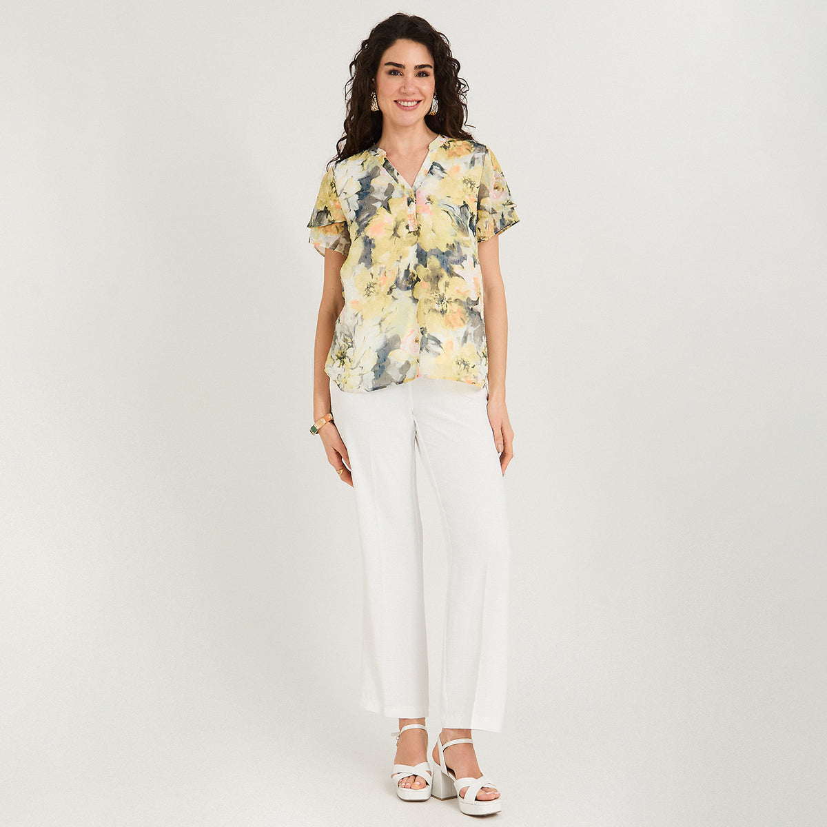 Blusa Manga Corta Aplicación en Escote Verde