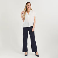 Blusa Manga Corta Cuello Camisero Crudo