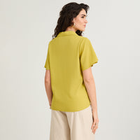 Blusa Manga Corta Cuello Camisero Verde