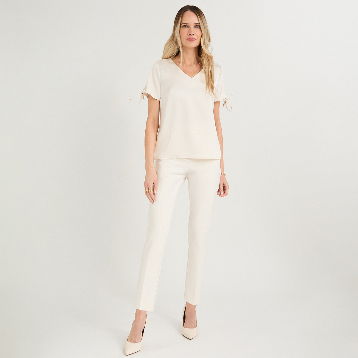 Blusa Manga Corta Escote V Arena