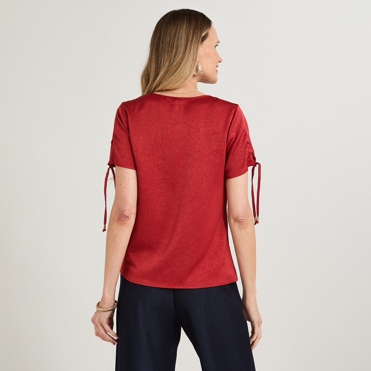 Blusa Manga Corta Escote V Rojo