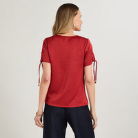 Blusa Manga Corta Escote V Rojo