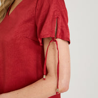 Blusa Manga Corta Escote V Rojo