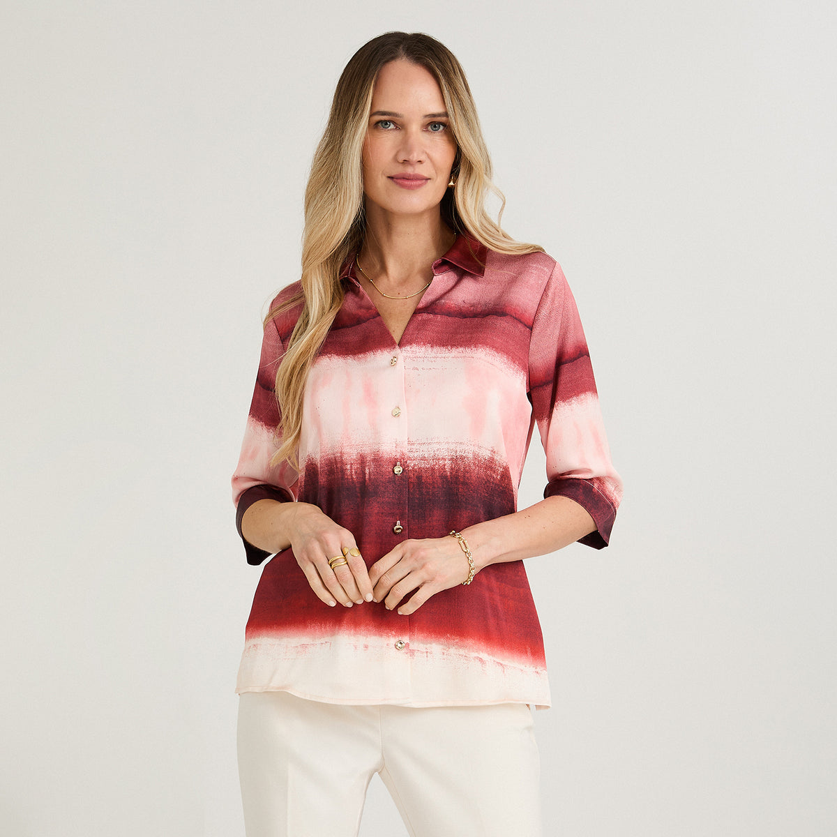 Blusa Satin Manga 3/4 Estampada Arena