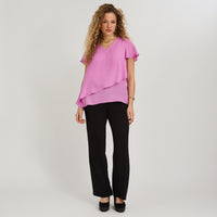 Blusa Escote V con Capas Rosado