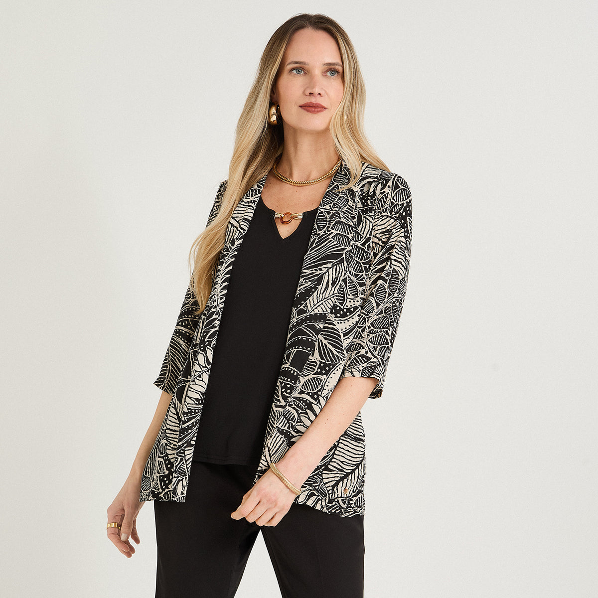 Blusa Twin Set Manga 3/4 con Tapado Negro