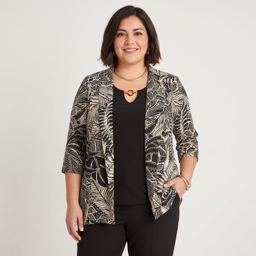 Blusa Twin Set Manga 3/4 con Tapado Negro en modelo plus size