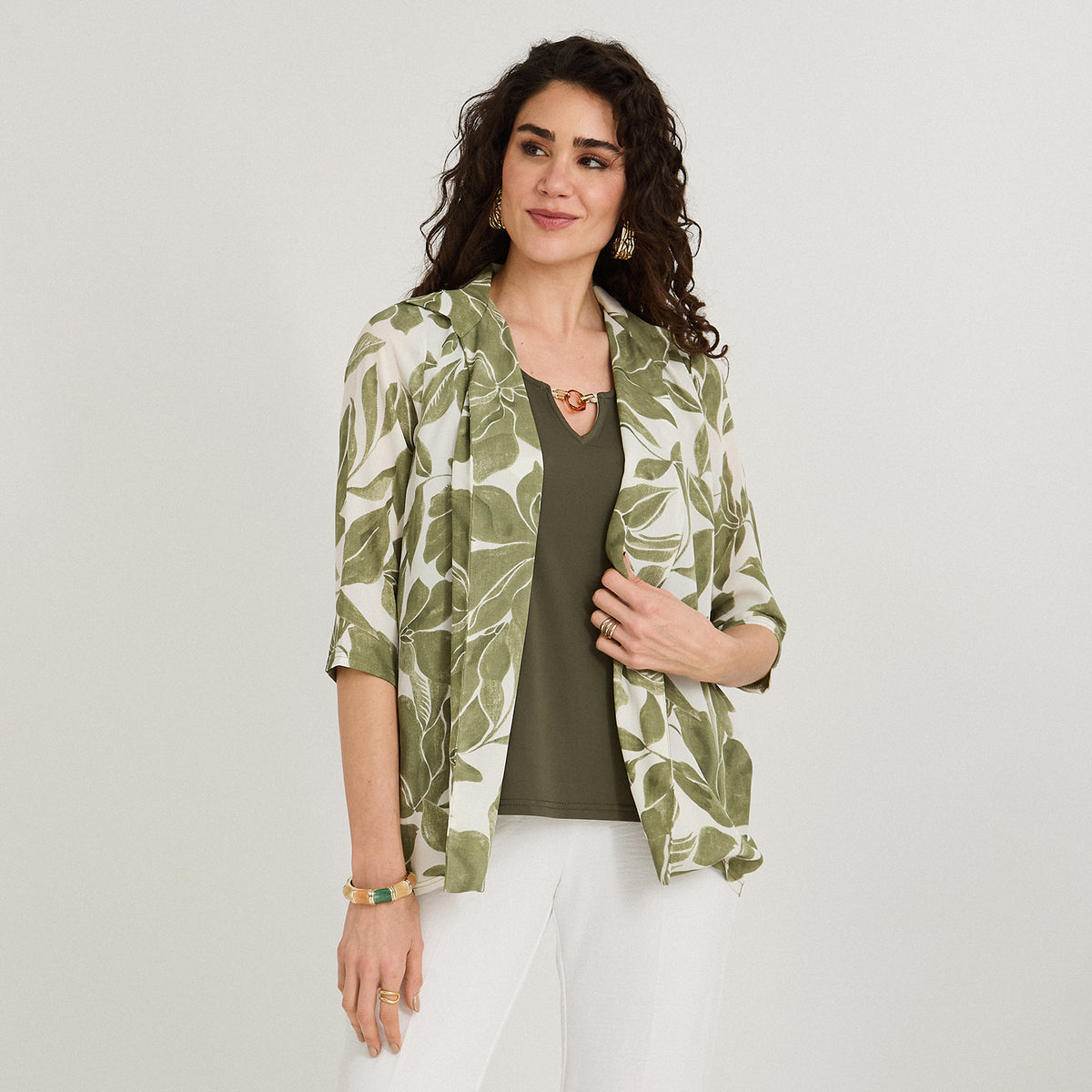 Blusa Twin Set Manga 3/4 con Tapado Verde