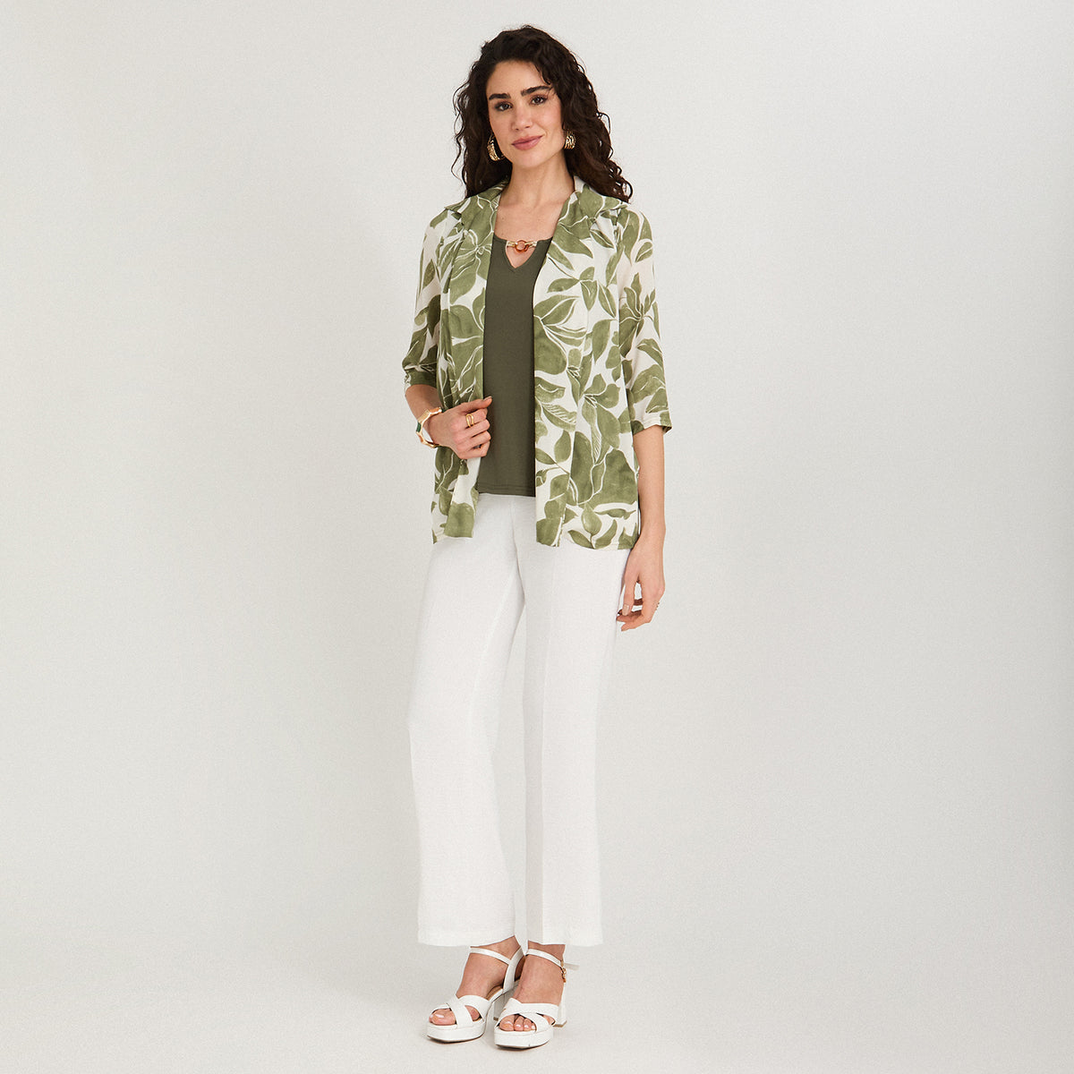 Blusa Twin Set Manga 3/4 con Tapado Verde
