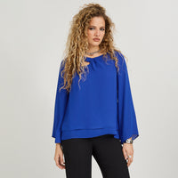 Blusa Manga Larga con Cut Out Azul