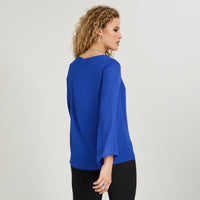 Blusa Manga Larga con Cut Out Azul