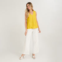 Blusa sin Mangas con Aplicación en Hombros Amarillo