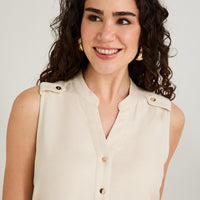 Blusa sin Mangas Cuello Mao Arena