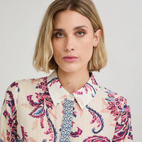 Blusa Manga Larga Estampada con Botones Magenta