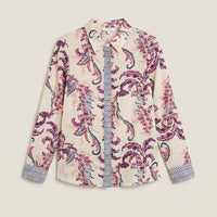 Blusa Manga Larga Estampada con Botones Magenta en plano