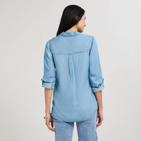 Blusa de Lyocell con Bolsillos Celeste