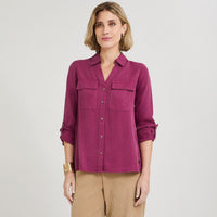 Blusa de Lyocell con Bolsillos Morado