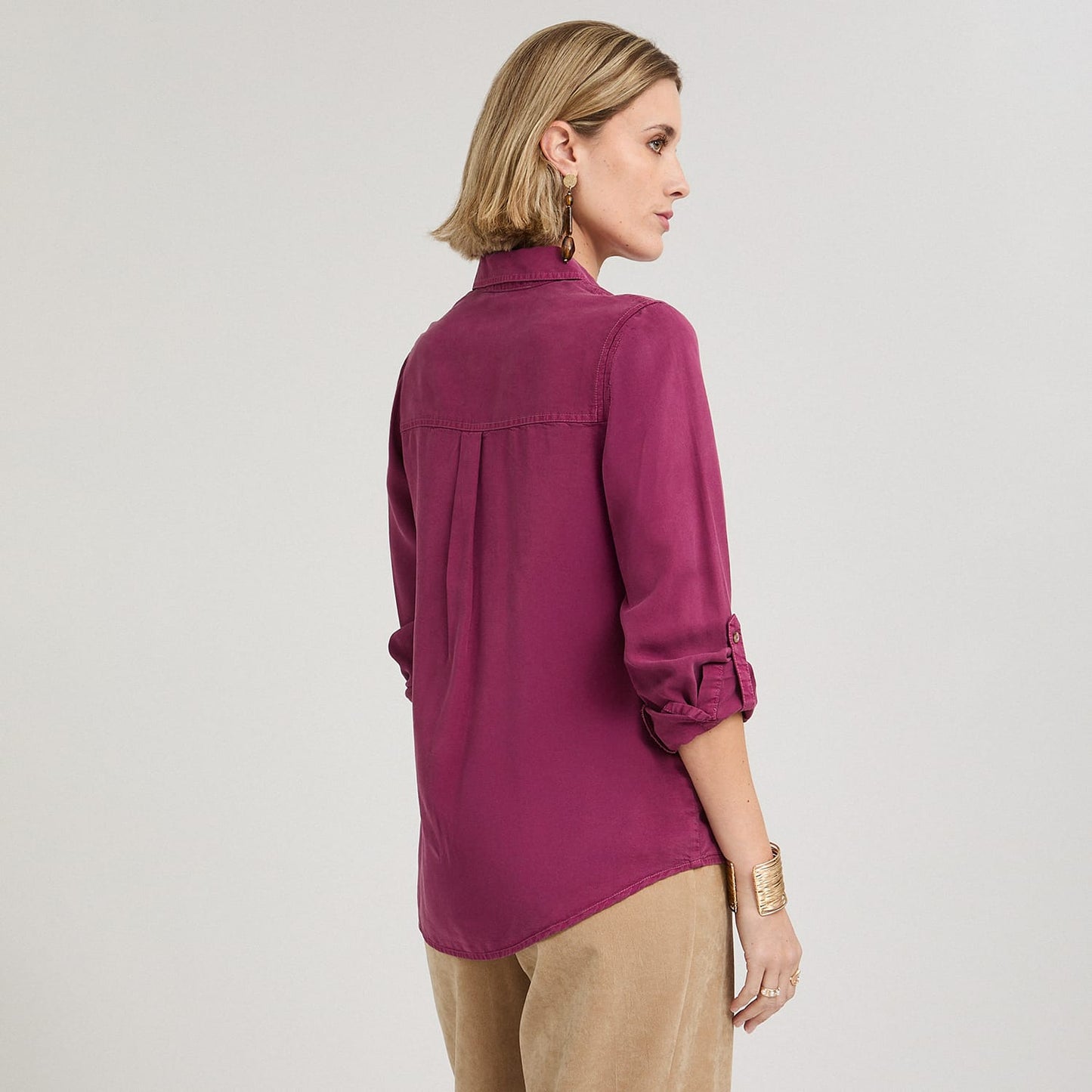 Blusa de Lyocell con Bolsillos Morado