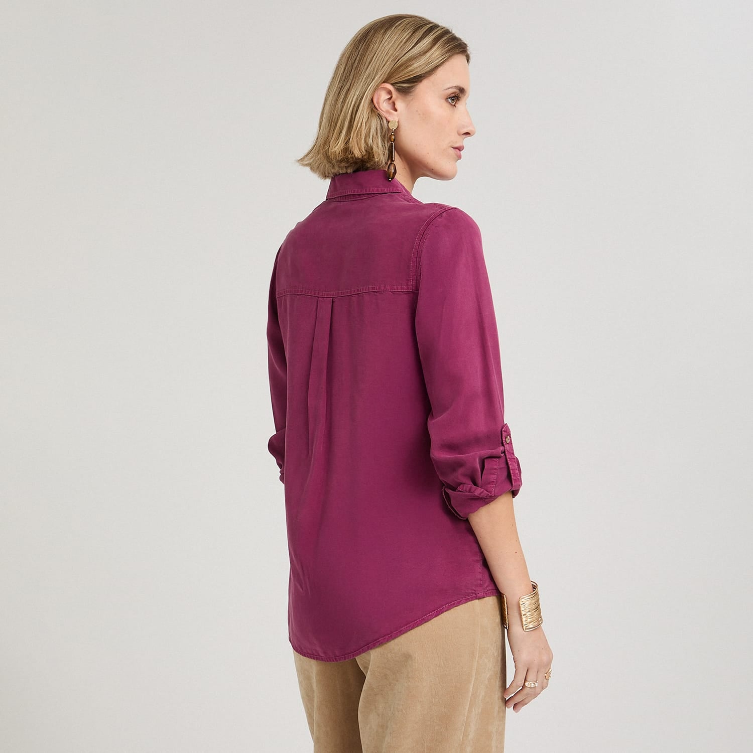 Blusa de Lyocell con Bolsillos Morado