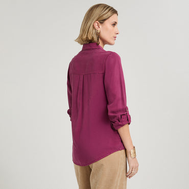 Blusa de Lyocell con Bolsillos Morado