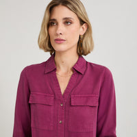 Blusa de Lyocell con Bolsillos Morado