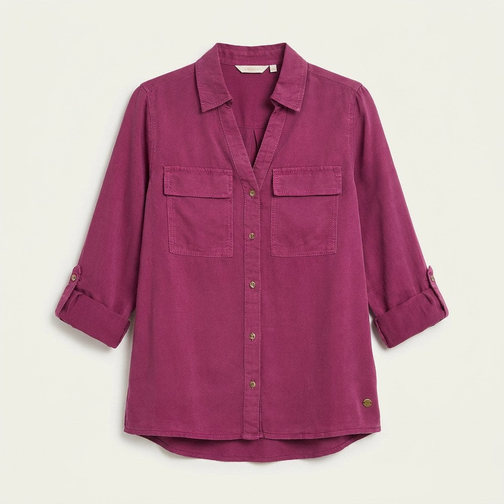 Blusa de Lyocell con Bolsillos Morado en plano