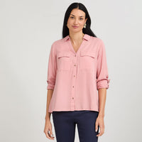 Blusa de Lyocell con Bolsillos Rosado