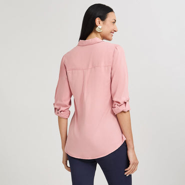 Blusa de Lyocell con Bolsillos Rosado