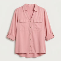 Blusa de Lyocell con Bolsillos Rosado en plano