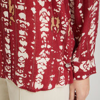 Blusa Manga Larga Print con Lurex Terracota
