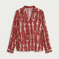 Blusa Manga Larga Print con Lurex Terracota en plano