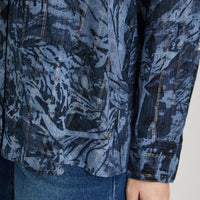Blusa Manga Larga Print con Lurex Azul