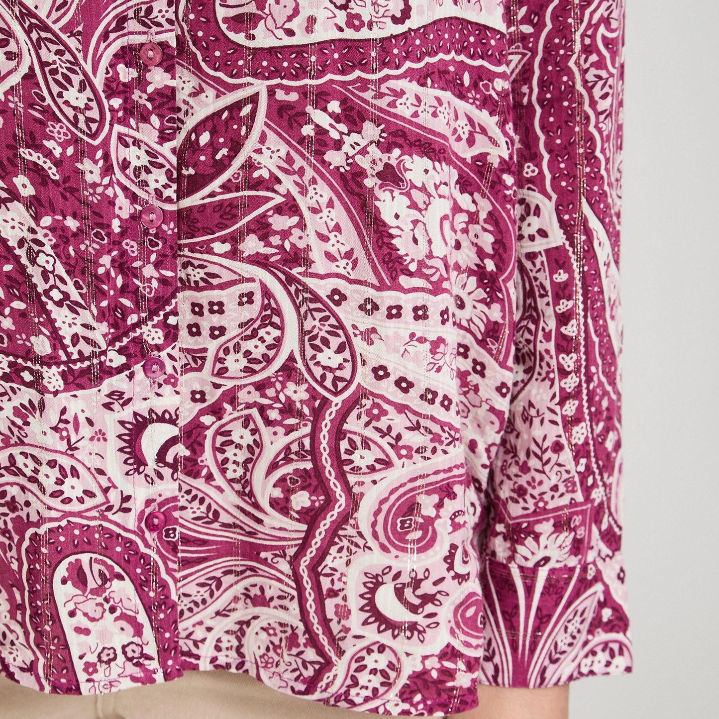 Blusa Manga Larga Print con Lurex Morado