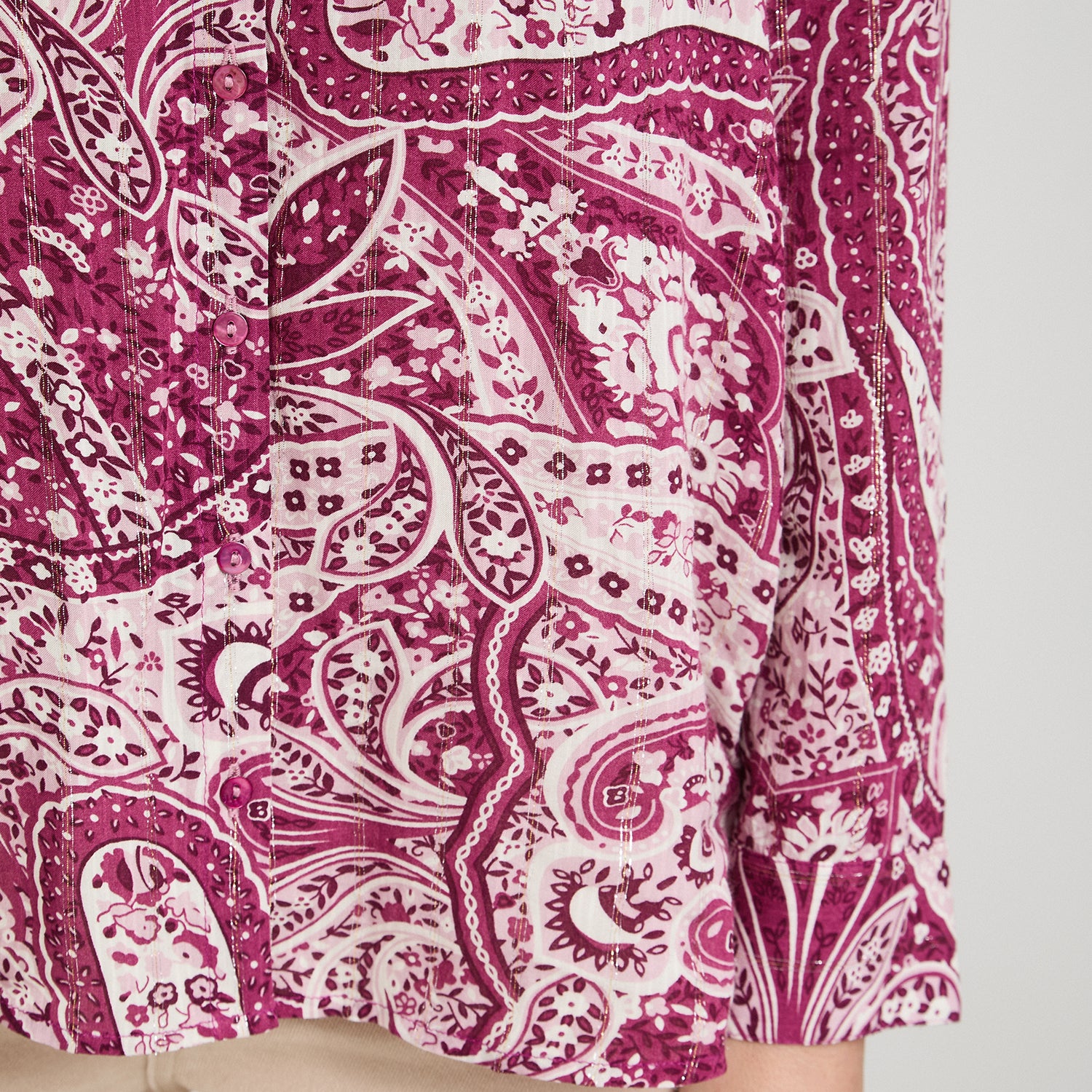 Blusa Manga Larga Print con Lurex Morado