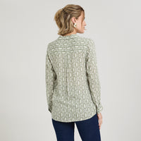 Blusa Manga Larga Print con Lurex Verde