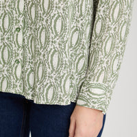 Blusa Manga Larga Print con Lurex Verde